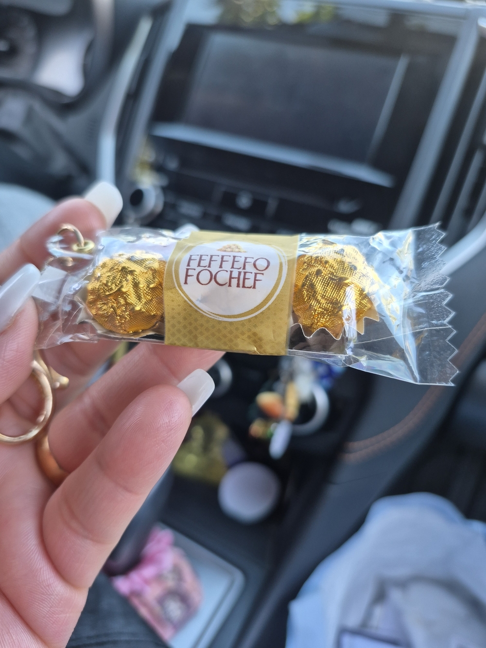 FEFFEFO FOCHEF Gold Foil Candy Keychain ☆ Sweet Chocolate Foodie Accesories